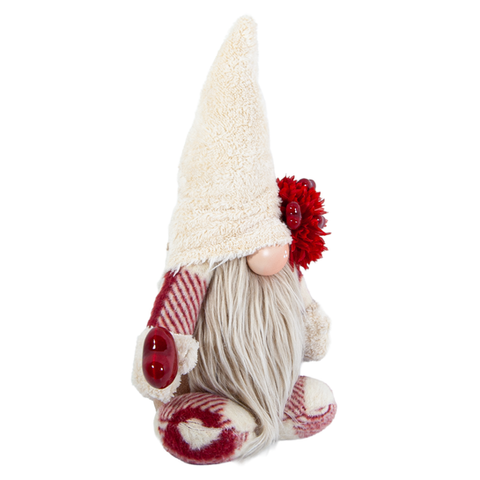 Beyaz Şapkalı Elinde Kalp Tutan Aşk Cücesi Figürü - Peluş Sevgililer Günü Hediye - Sağ Görünüm