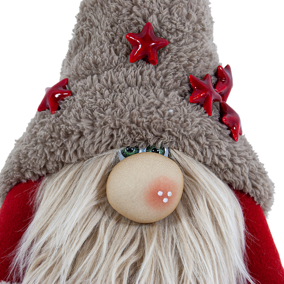 Gri Şapkalı Yıldızlı Peluş Sevgililer Günü Hediyesi Cüce Figürü - Surat Detay