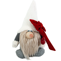 Kurdeleli Beyaz Şapkalı Peluş Figür - Sevgililer Günün Hediyesi - Ön Görünüm