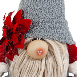 Gri Şapkalı Kalp Tutan Aşk Cücesi Figürü - Peluş Sevgililer Günün Hediyesi - Önden Görünüm Detay