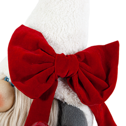 Kurdeleli Beyaz Şapkalı Peluş Figür - Sevgililer Günün Hediyesi - Kurdele Detayı