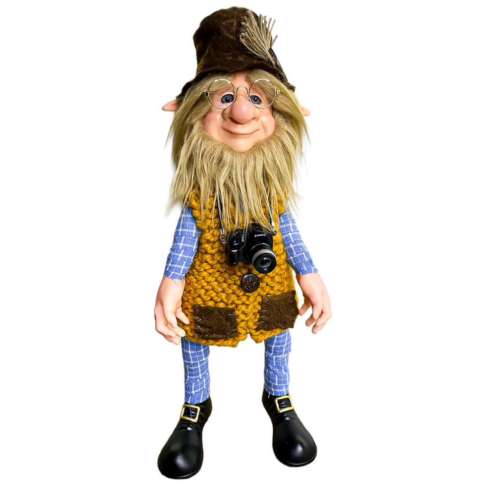 Kahverengi Şapkalı Fotoğrafçı Cüce Figürü - Önden Görünüm