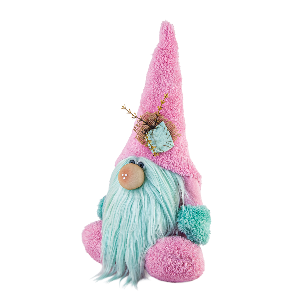 Pembe Şapkalı Hediyelik Peluş Cüce Figürü - Sol Görünüm