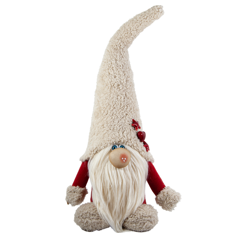 Beyaz Şapkalı Aşk Cücesi Figürü - Peluş Sevgililer Günü Hediyesi - Ön Görünüm