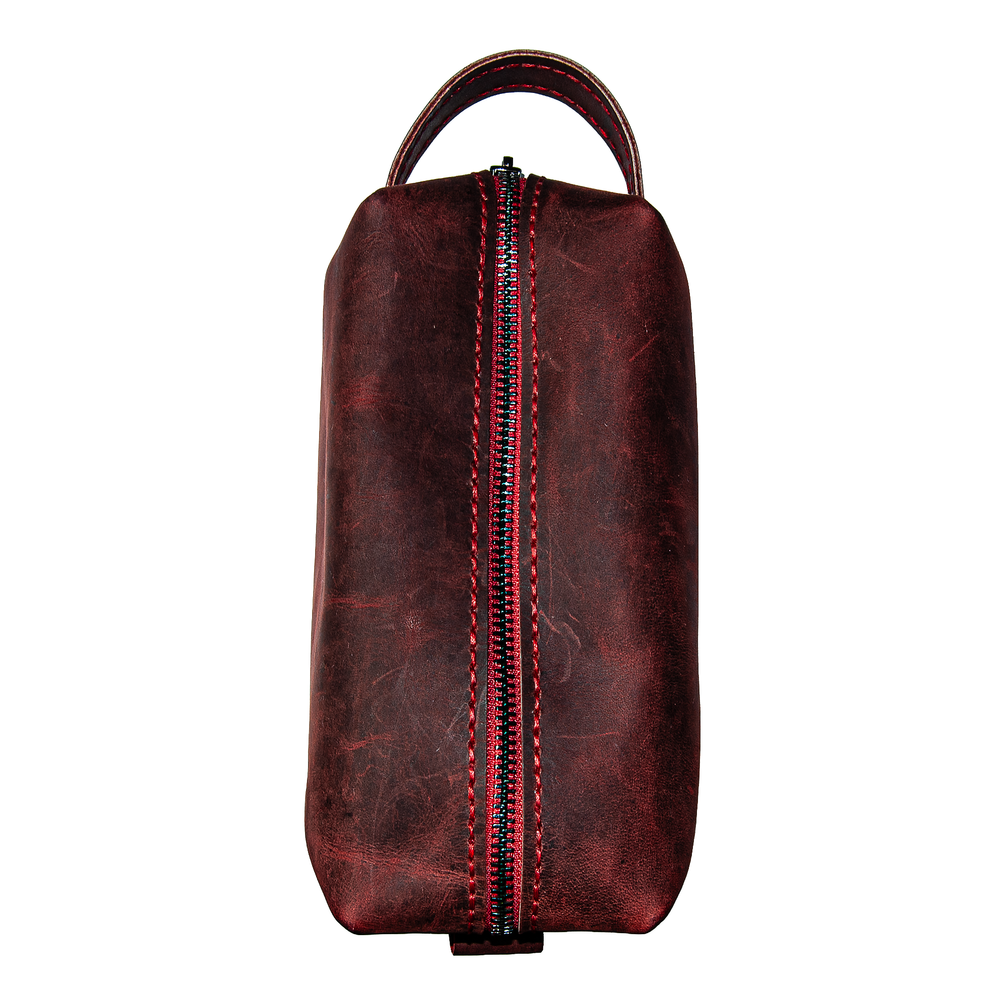 Hakiki Deri Kırmızı Dopp Kit - Cephe