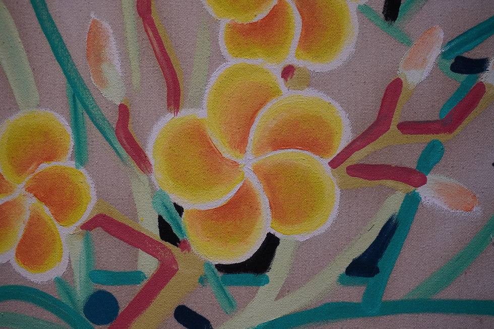 Thumbnail: close up of a painting of frangipani