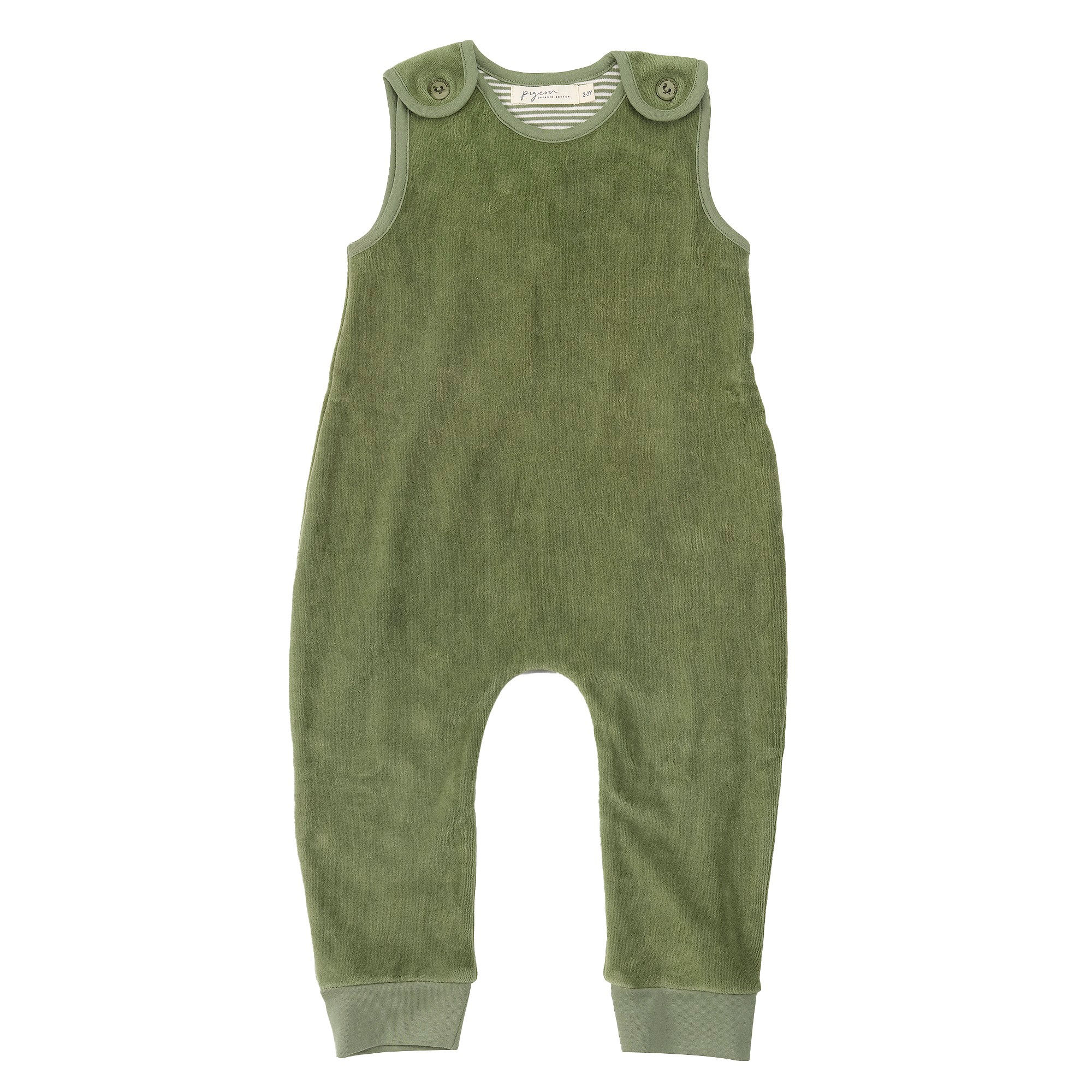 Pigeon Organics Velour Playsuit Tutona Green Ciniglia