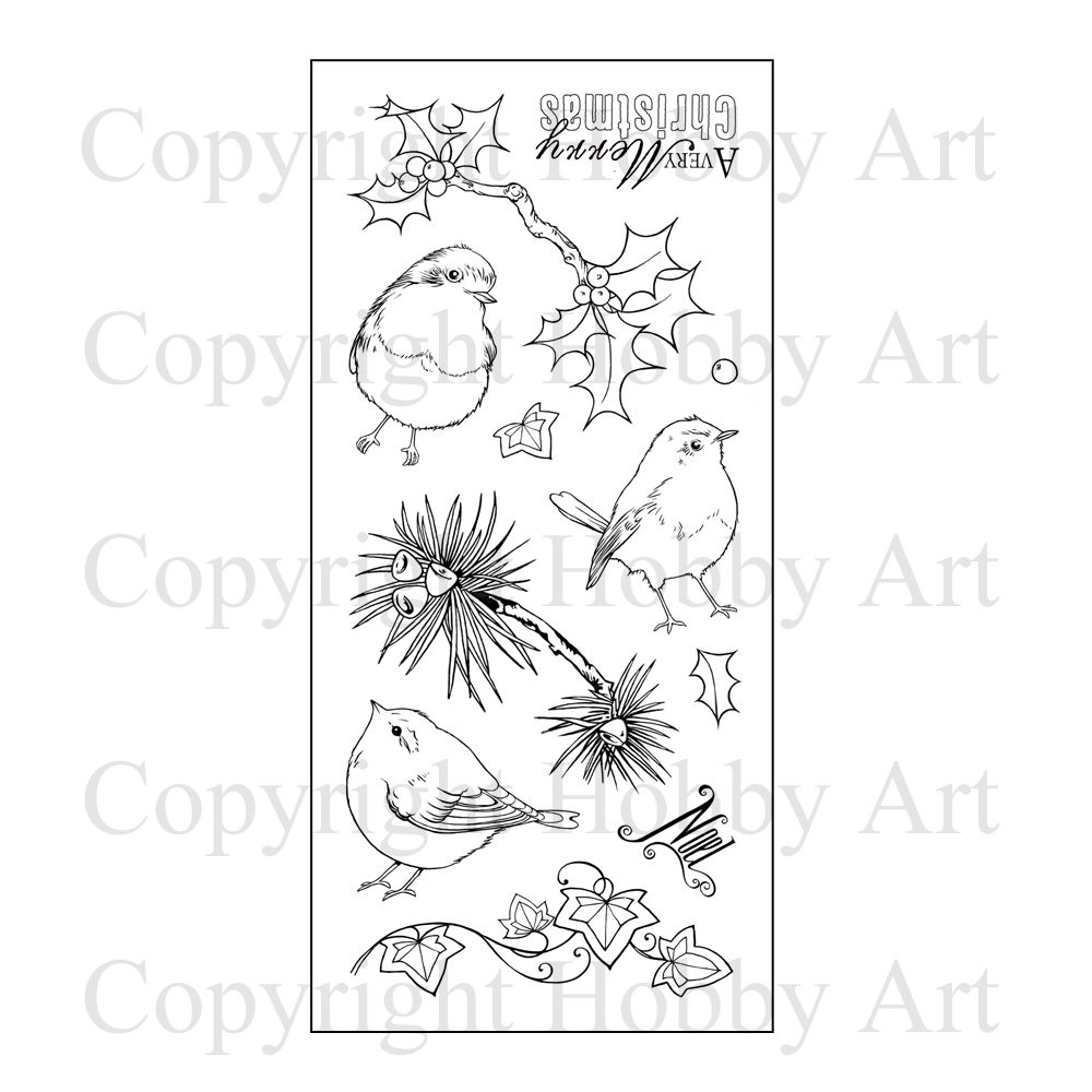 Hobby Art Clear Stamps - Berries & Birds