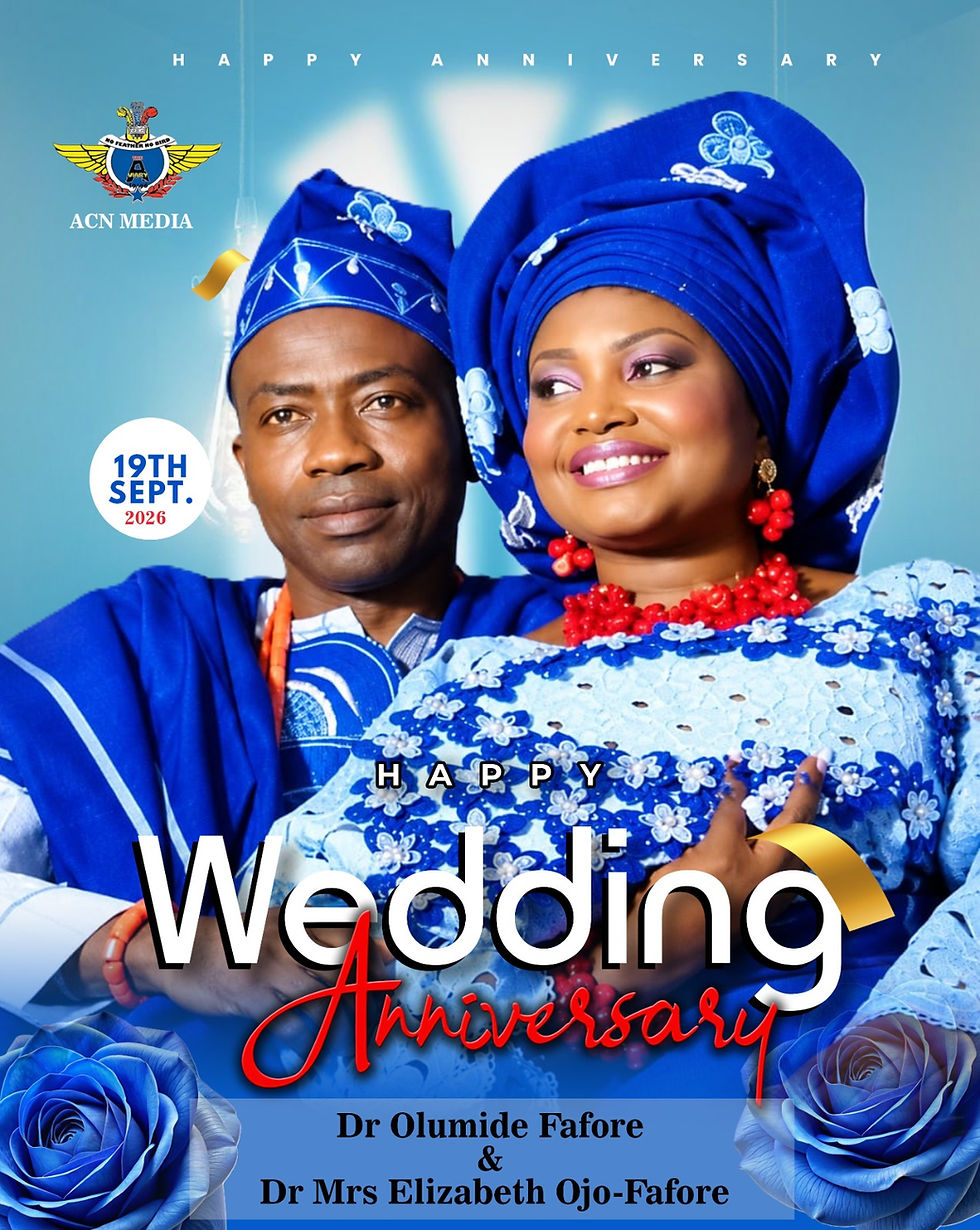 THE AVIARY CLUB OF NIGERIA CELEBRATES AVIAN DR. OLUMIDE FAFORE AND DR. MRS. ELIZABETH OJO-FAFORE ON THEIR WEDDING ANNIVERSARY
