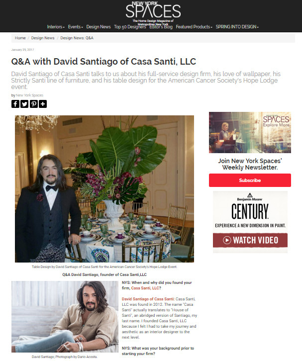 Q & A - Section with New York Spaces Magazine