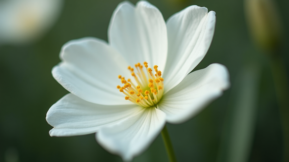 Close-up view of a delicate white flower with intricate petal details