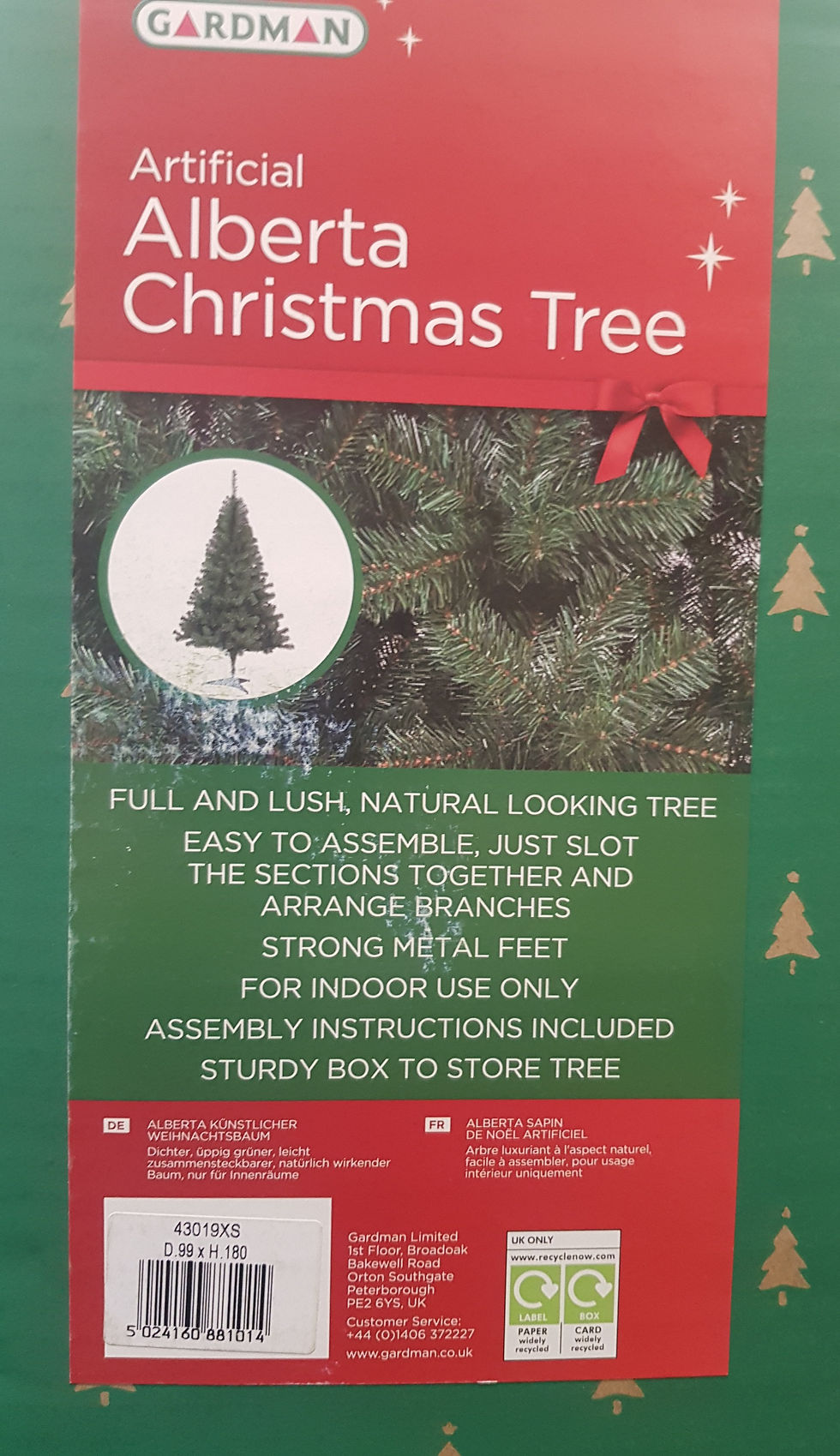 Gardman Alberta 6ft 1.8m artificial Tree