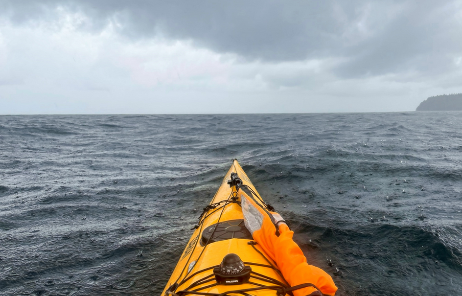 Heriot Bay Crossing From Marina Island on a Rough Day. - Rockpool Taran Kayak