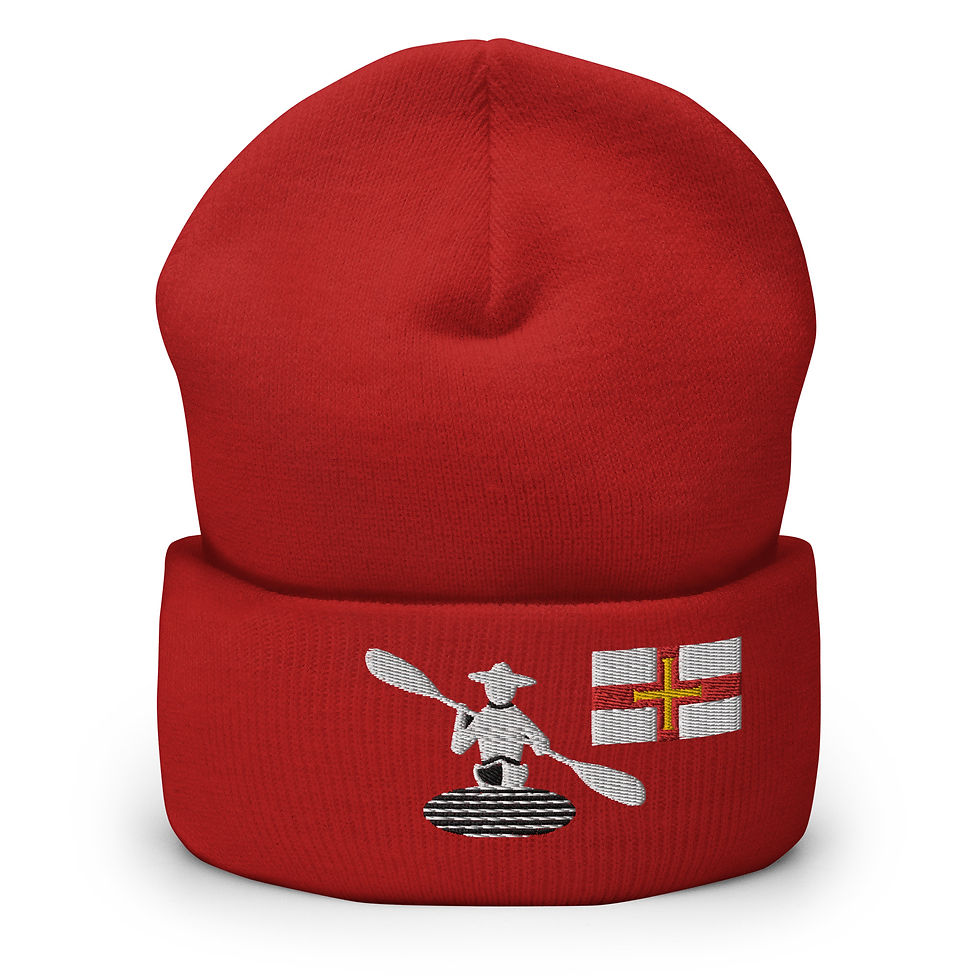 Thumbnail: AMK Voyager Cuffed Beanie - Around on my Kayak - Guernsey Island Flag