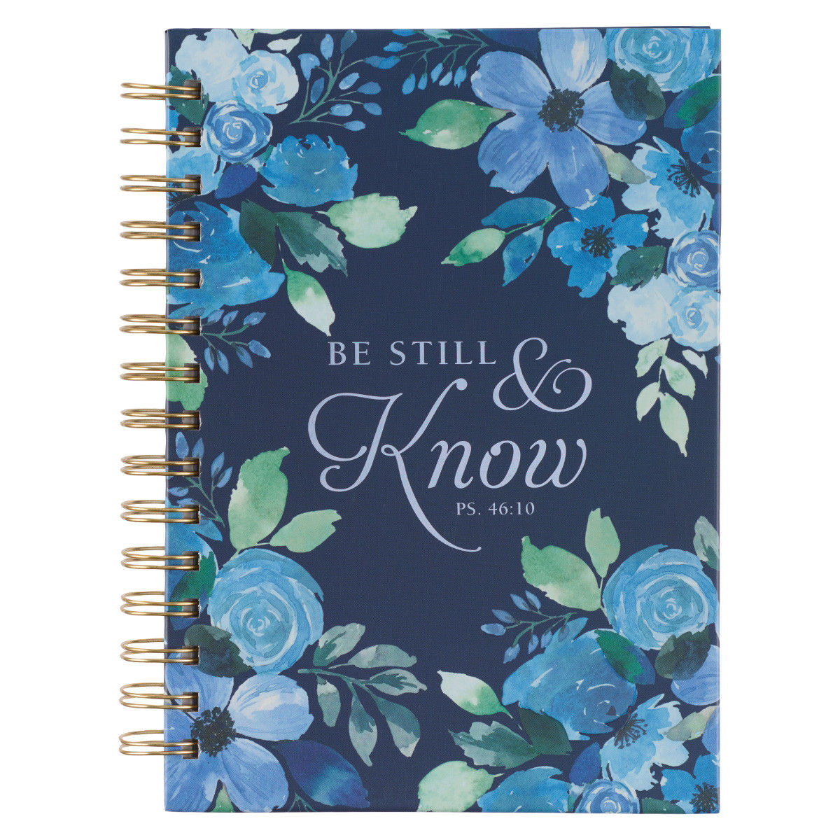 Be Still & Know Spiral Journal Navy w/Flowers