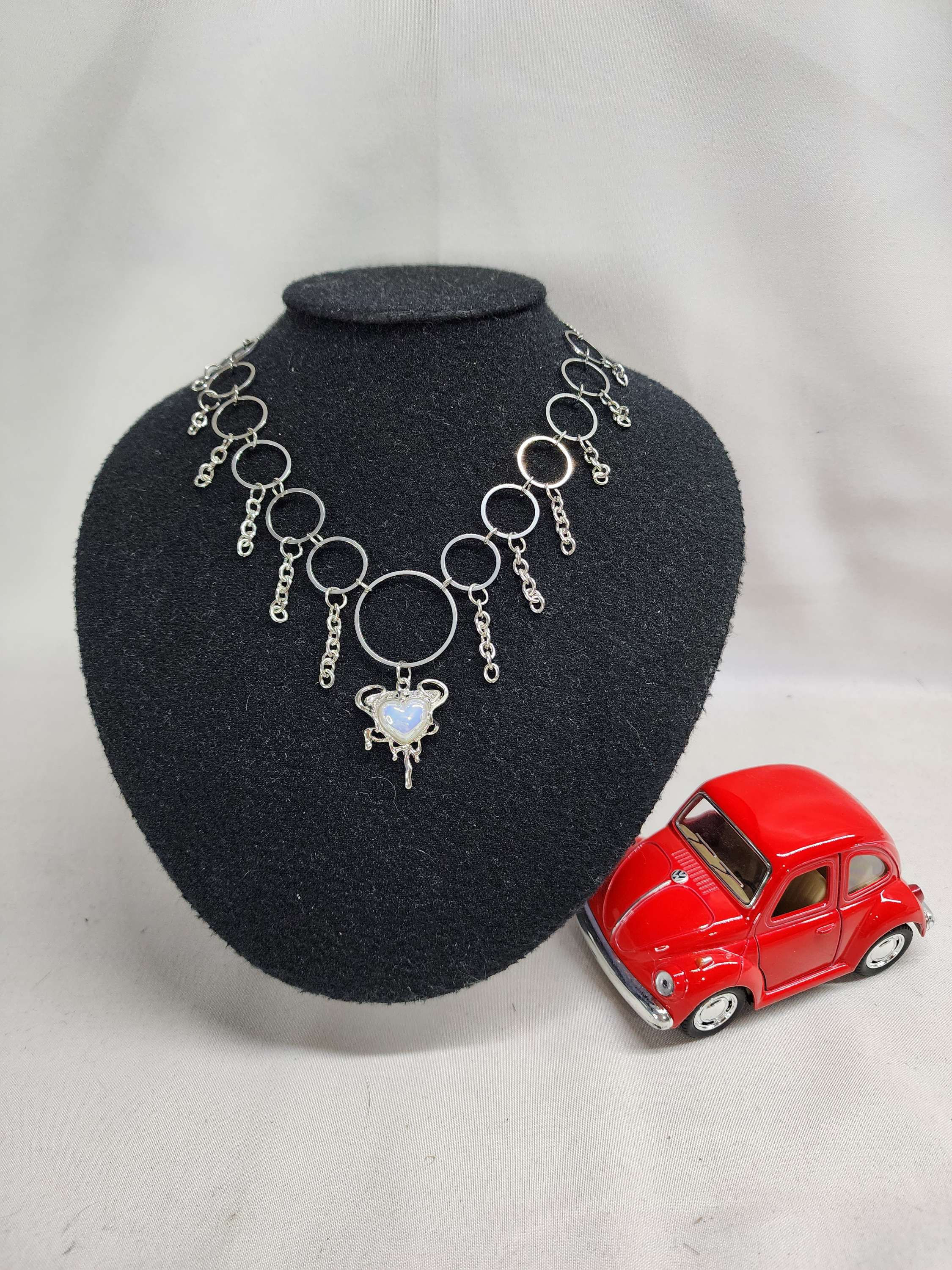 Collar Corazón Círculos Cadenas