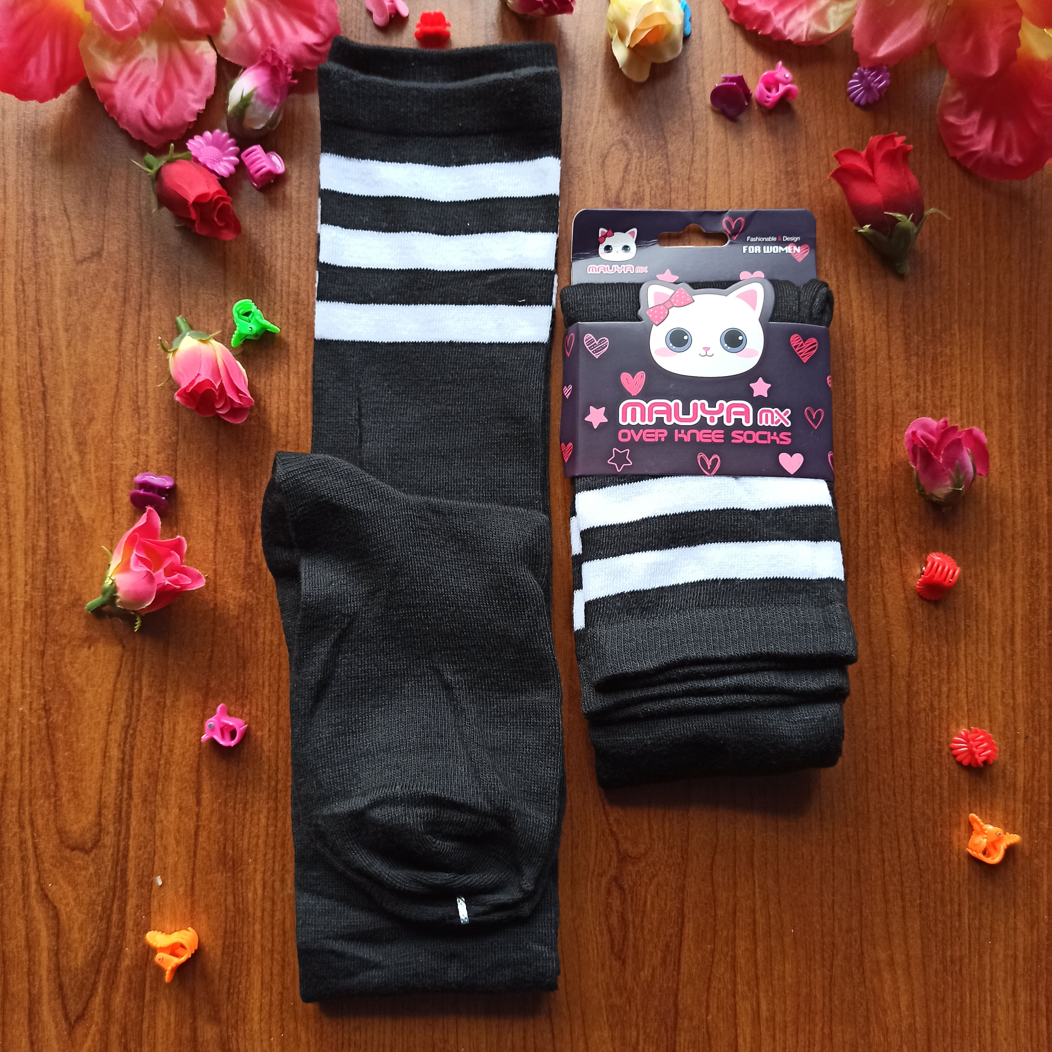 Calcetas Largas Negro con Blanco