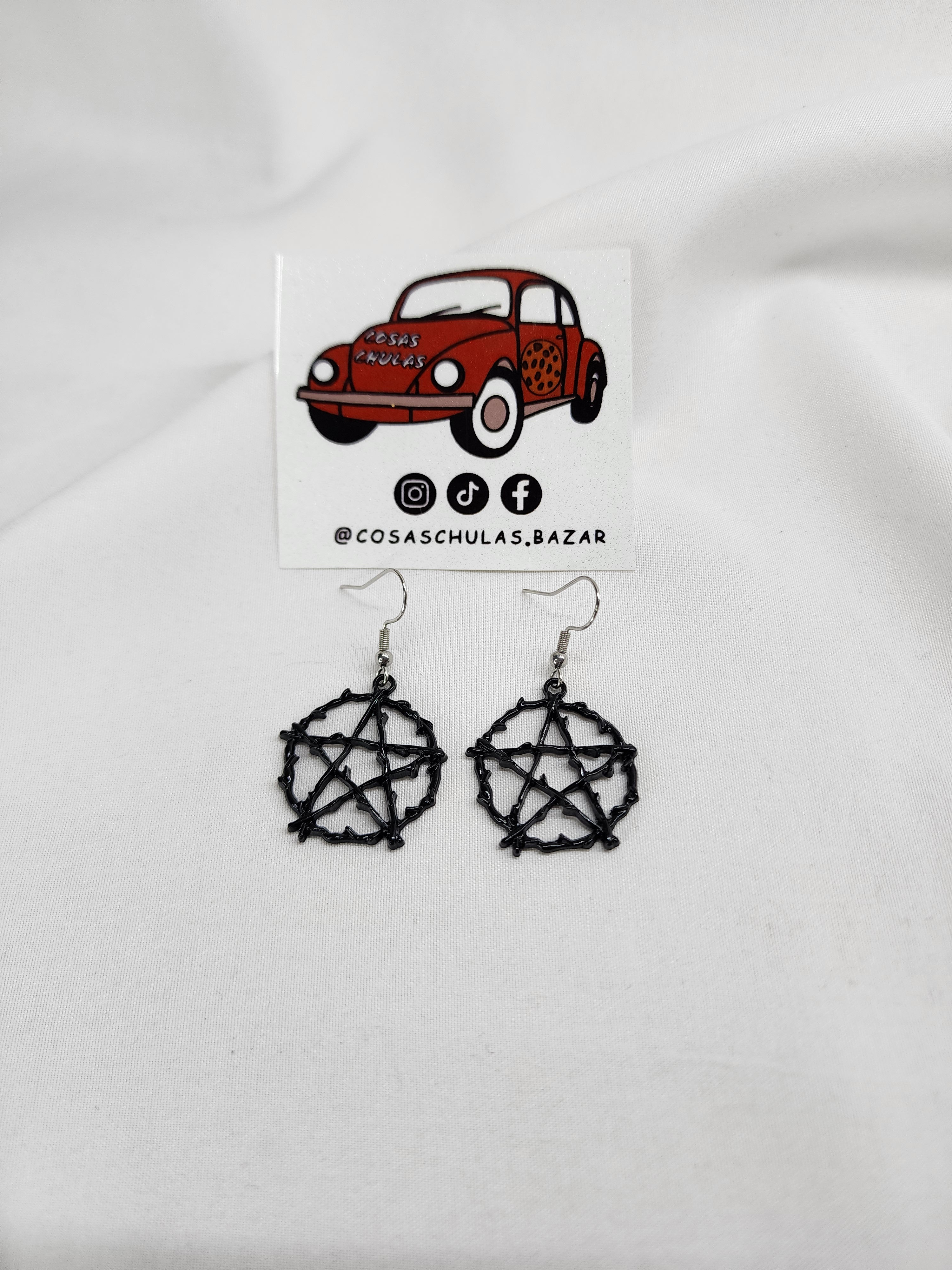 Aretes Pentagrama Negro