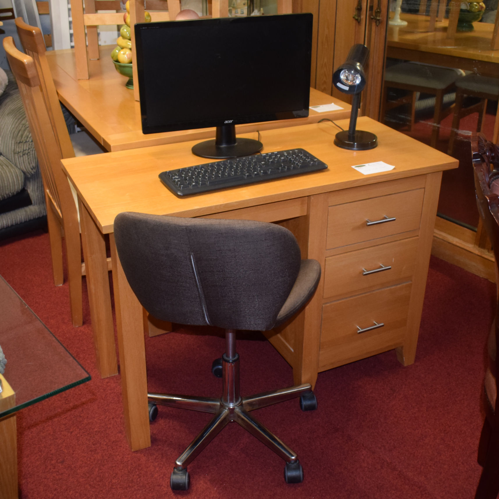 Pine Finish Desk with Chair