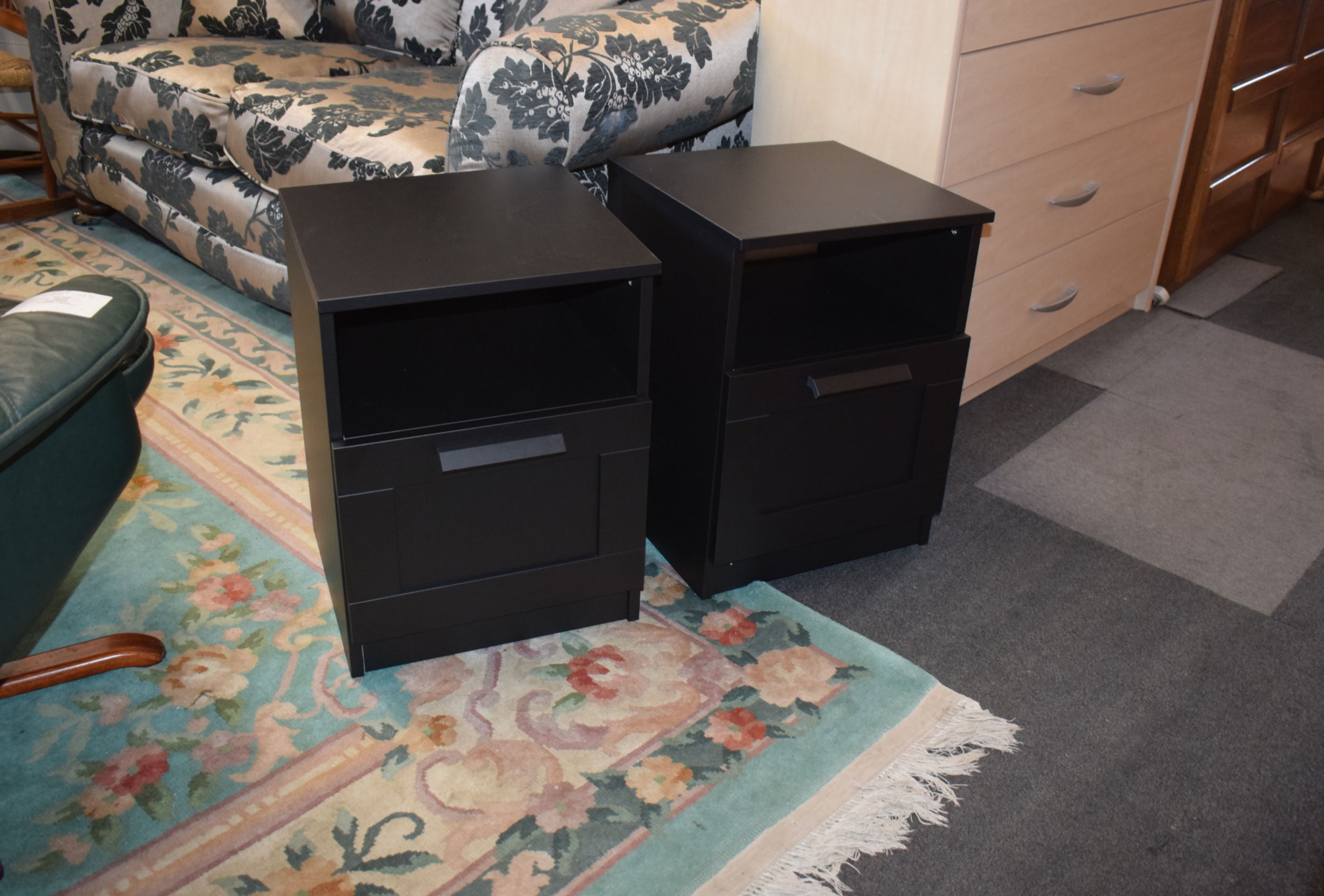 Black bedside tables