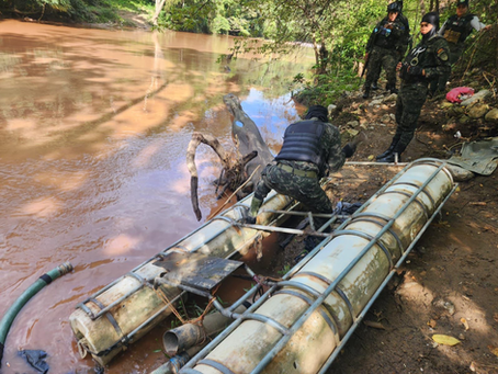 Confiscan equipo de minería ilegal en el río Chamelecón