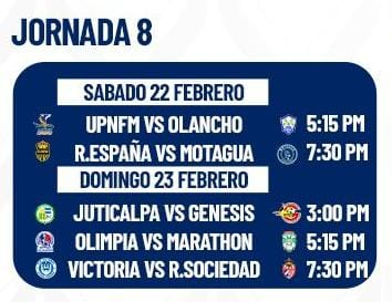 Este sábado 22 y domingo 23 de febrero habrá actividad en la Liga Nacional de Honduras