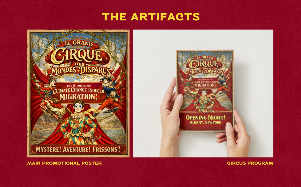 I created two artifacts for this project: a main promotional poster and a circus program.