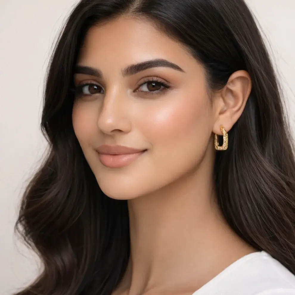 18K gold plated Lunara Textured gold plated hoops