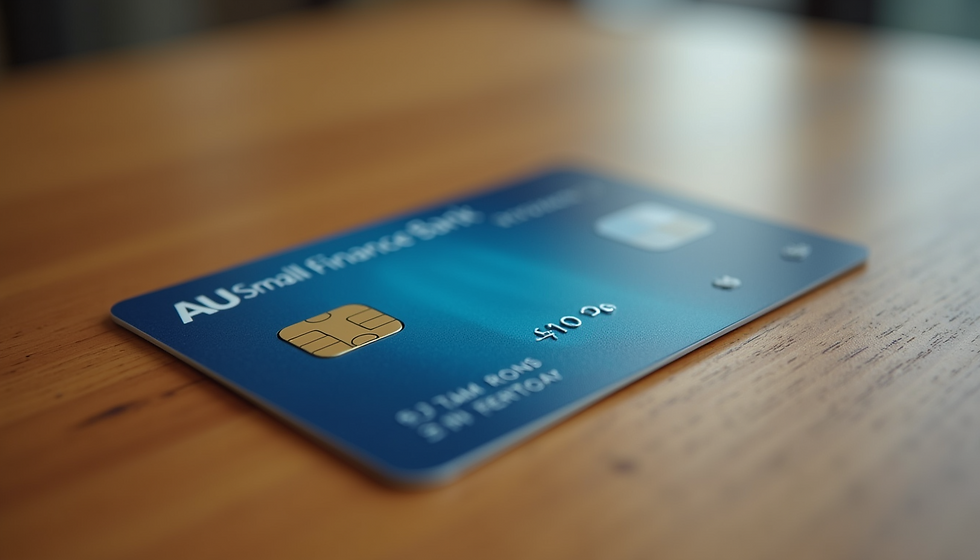 A credit card on display with AU small finance bank credit card offers