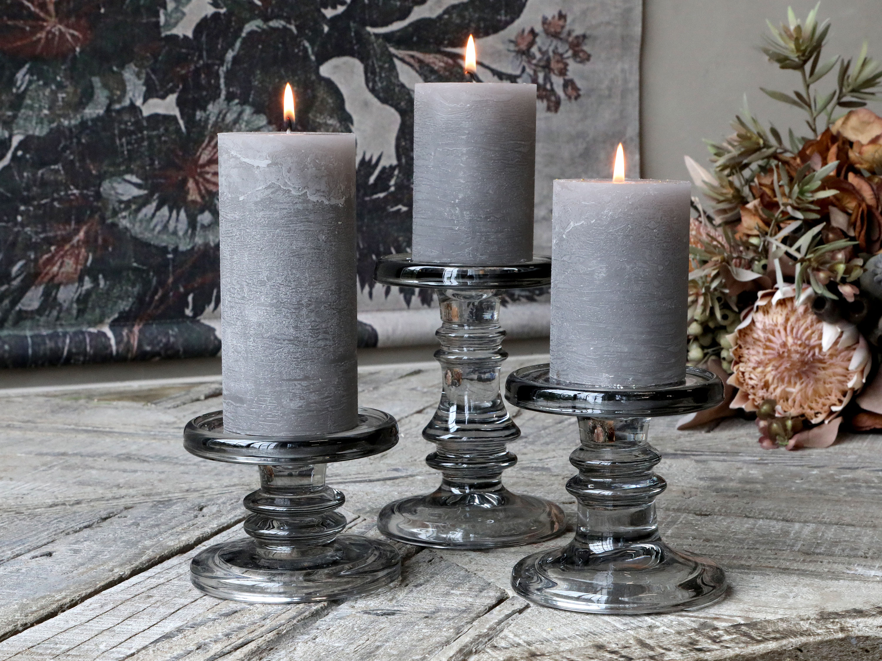 Kerzenständer für Stumpenkerzen kohle