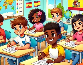 DALL·E 2025-01-05 23.03.41 - A cartoon-style illustration of a group of five Black student