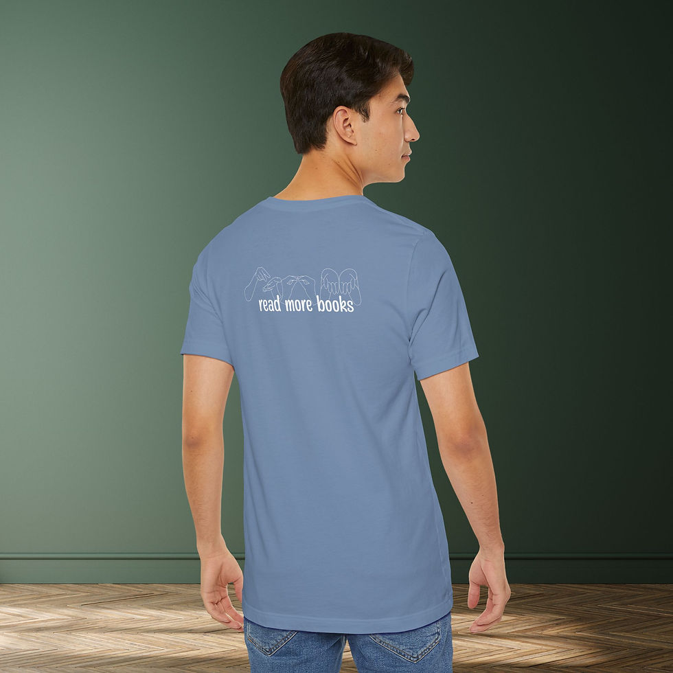 Thumbnail: ASL I love You over Book | Read More Books with English | Unisex Jersey T-Shirt