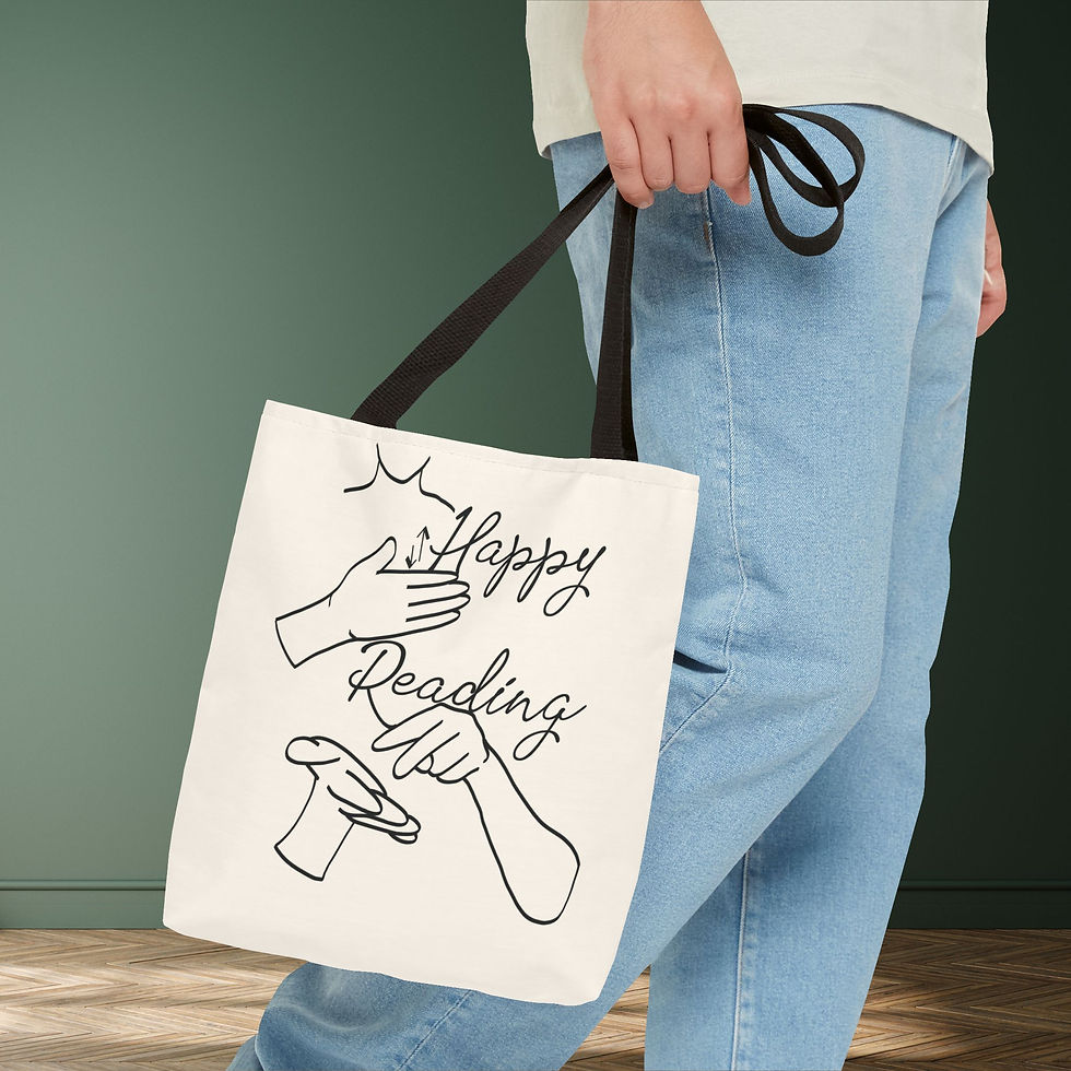 Thumbnail: Custom Name | Happy Reading | American Sign Language & English | Tote Bag