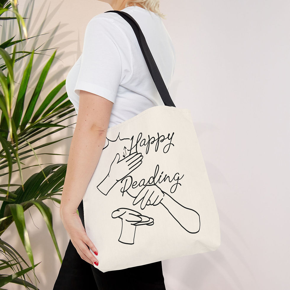 Thumbnail: Happy Reading in ASL & English | ASL "I Love You" | Open Book | Tote Bag