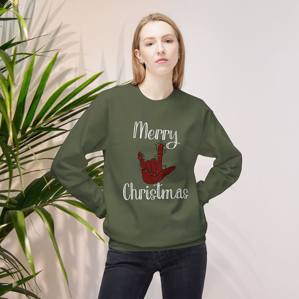 Merry Christmas ASL "I Love You" in Red with Lights | Unisex Sweatshirt