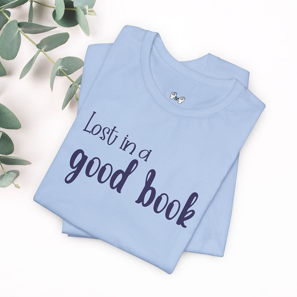 Thumbnail: Custom ASL Name | ILY Flowers and Books | "Lost in a Book" | Unisex Jersey Shirt