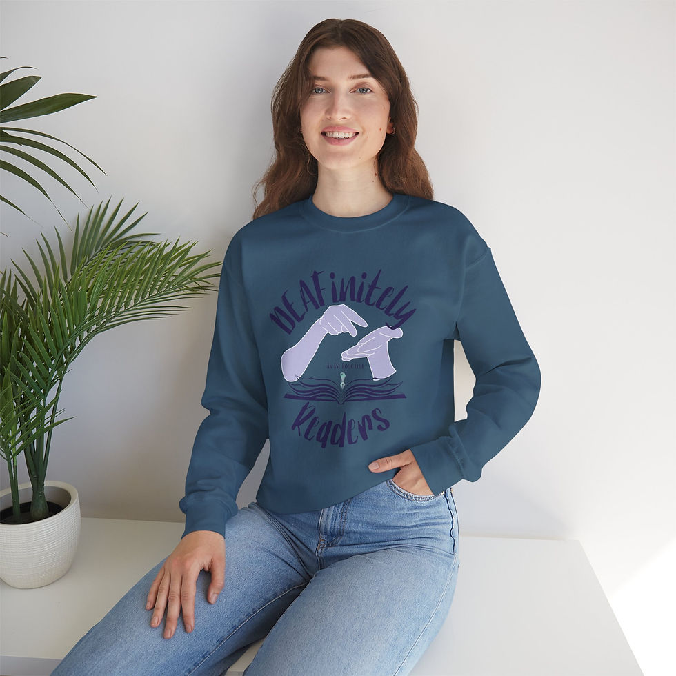 Thumbnail: DEAFinitely Readers Book Club | ASL | Read Books | Unisex Crewneck Sweatshirt 