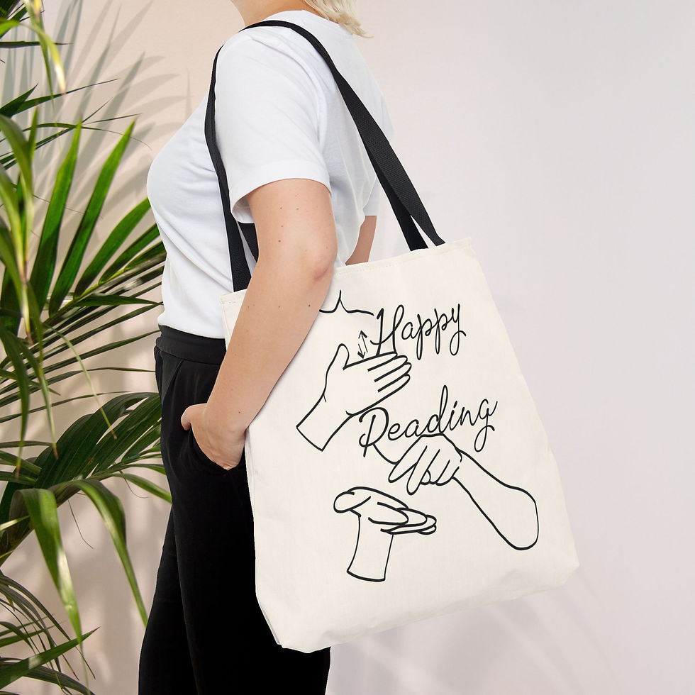 Thumbnail: Happy Reading in ASL & English | ASL "I Love You" | Open Book | Tote Bag