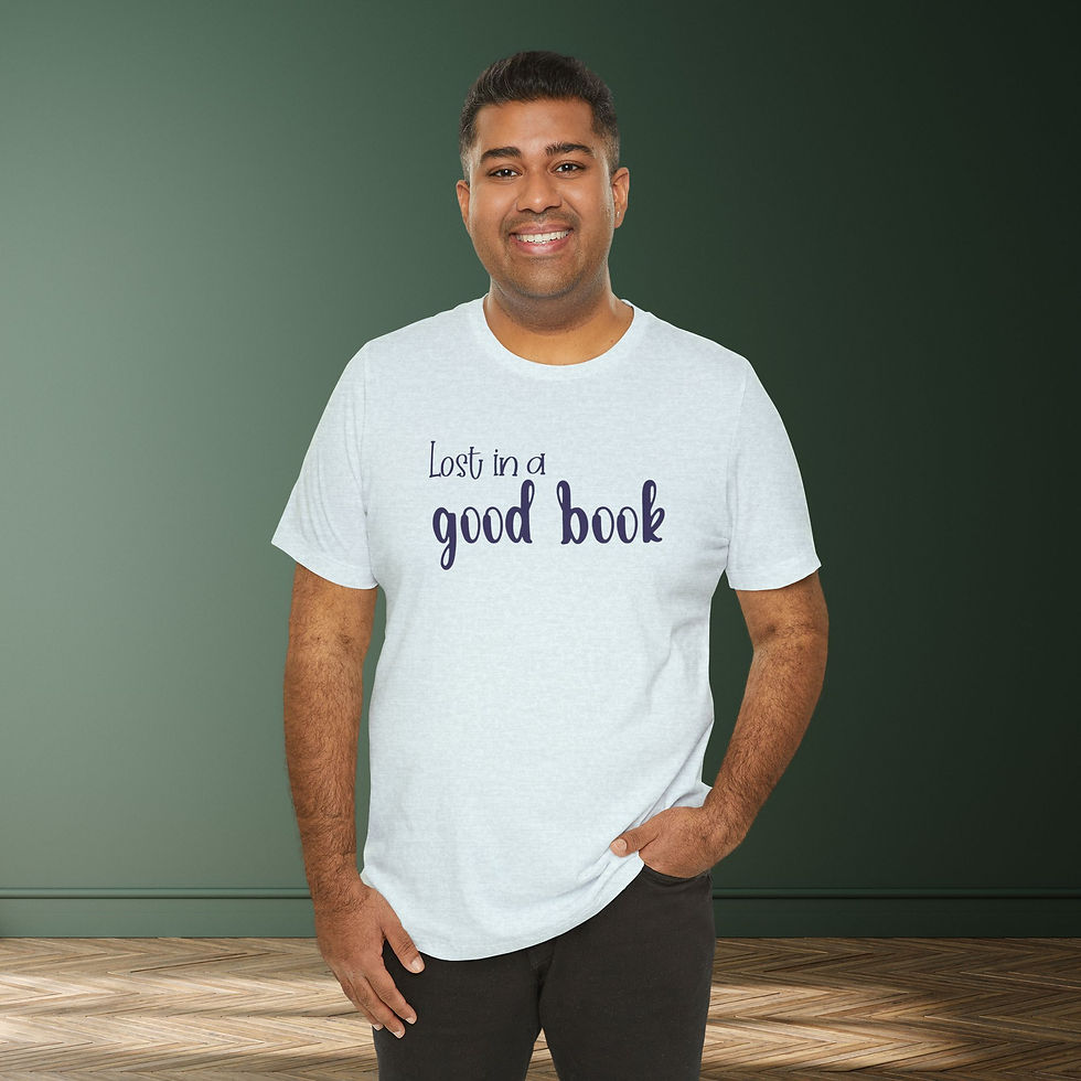 Thumbnail: Custom ASL Name | ILY Flowers and Books | "Lost in a Book" | Unisex Jersey Shirt