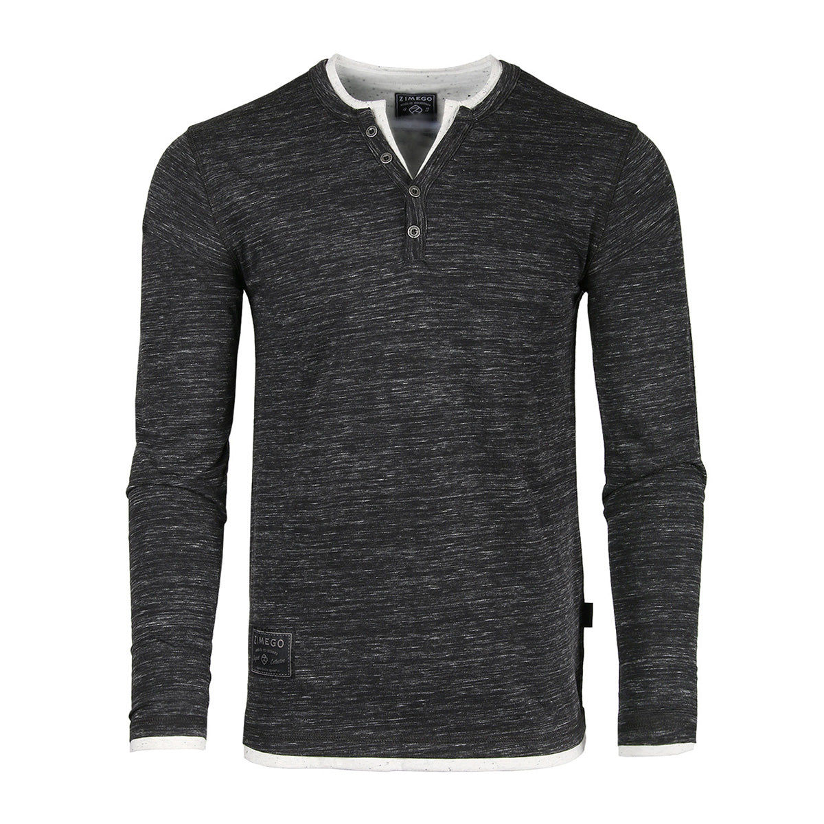 ZIMEGO Men's Long Sleeve Double Layered Y-Neck Fashion Henley - ZGLS247
