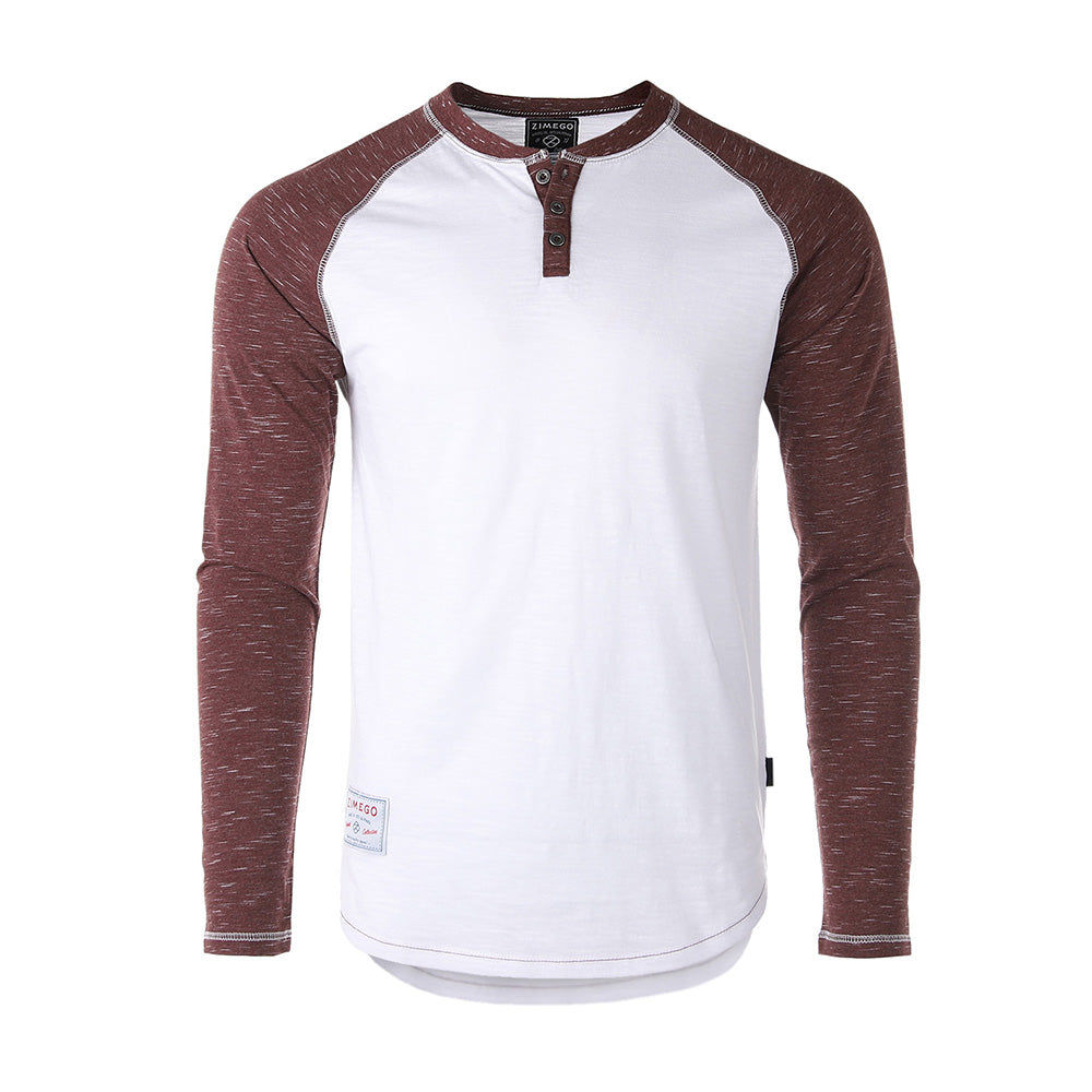 ZIMEGO Men's Long Sleeve Athletic Stripes Arm Contrast Raglan Henley - ZGLS555