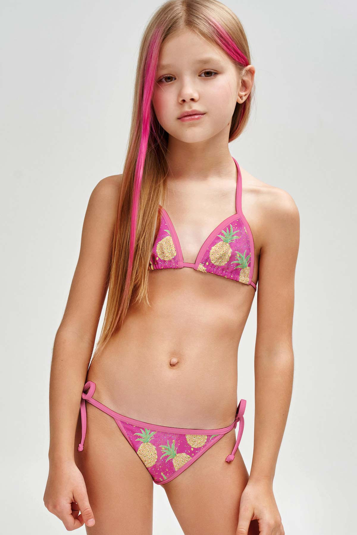 Piña Colada Luisa Pink Triangle Two Piece Swim Bikini Set - Girls