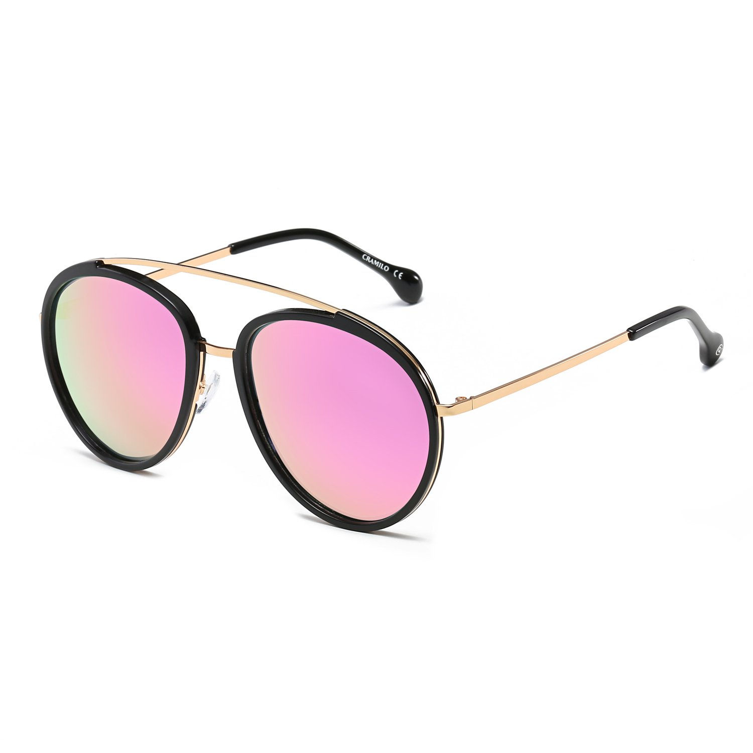 FARMINDALE | CA13 - Polarized Circle Round Brow-Bar Fashion Sunglasses