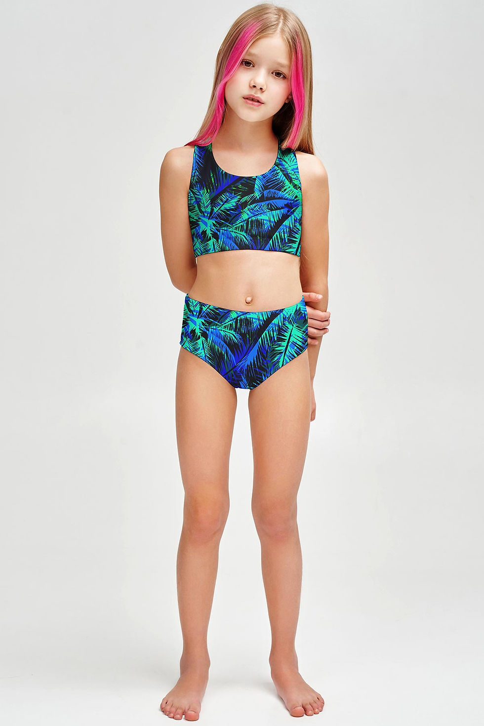 Miniatura: Electric Jungle Claire Navy Sporty Two Piece Swim Bikini Set - Girls