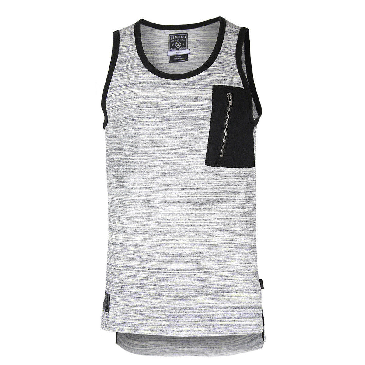 ZIMEGO Hiphop Zipper Pocket Side Slit Longline Tall Tank Top
