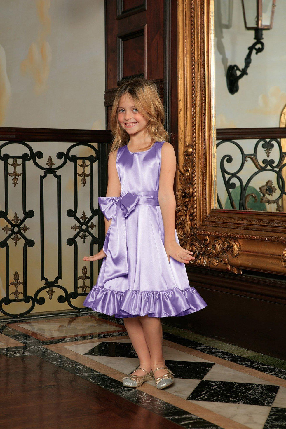 Thumbnail: Lavender Fit & Flare Summer Party Midi Princess Dress Flower Girl