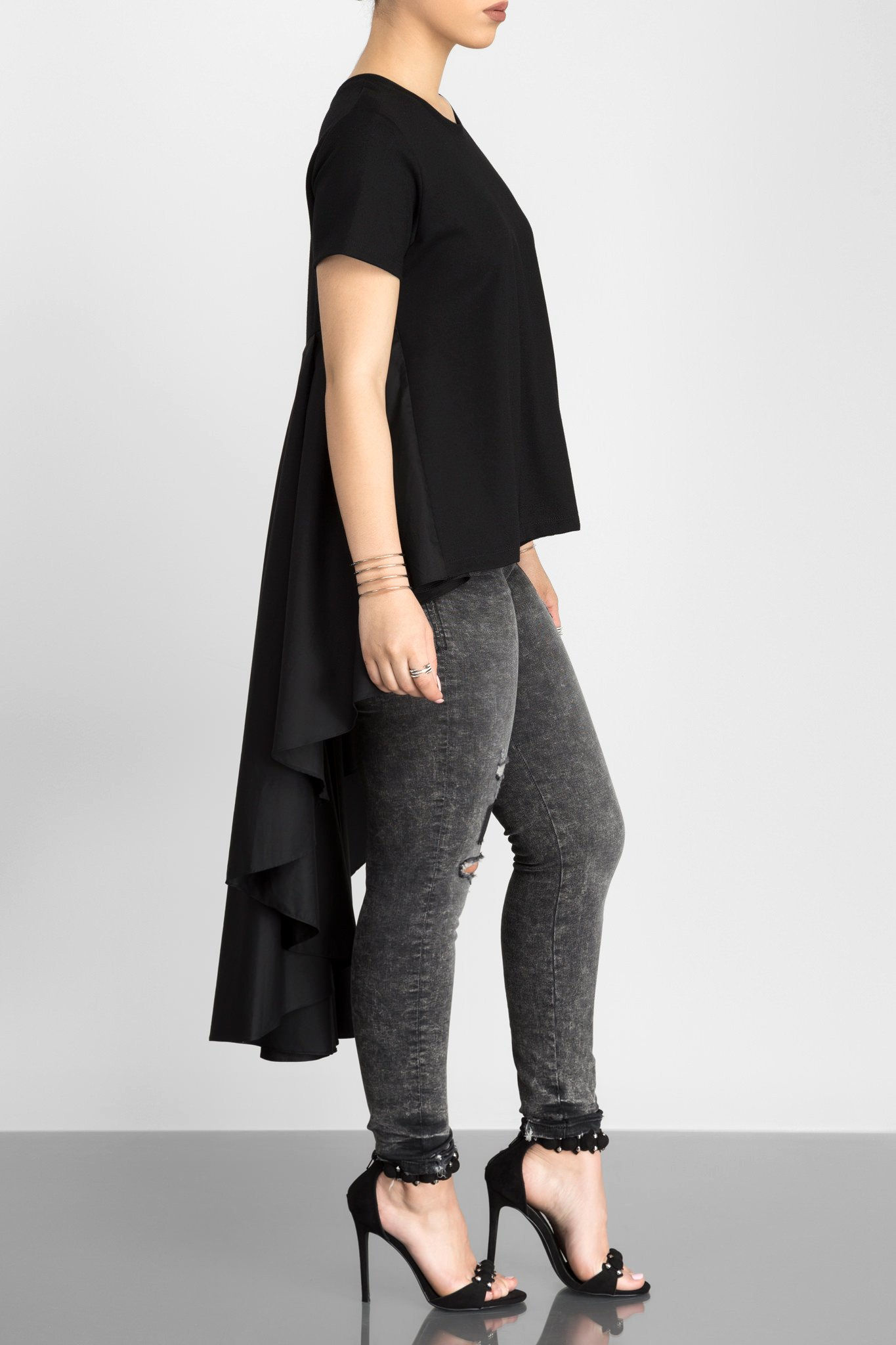 Fiercely Flared High Low Top (Black)
