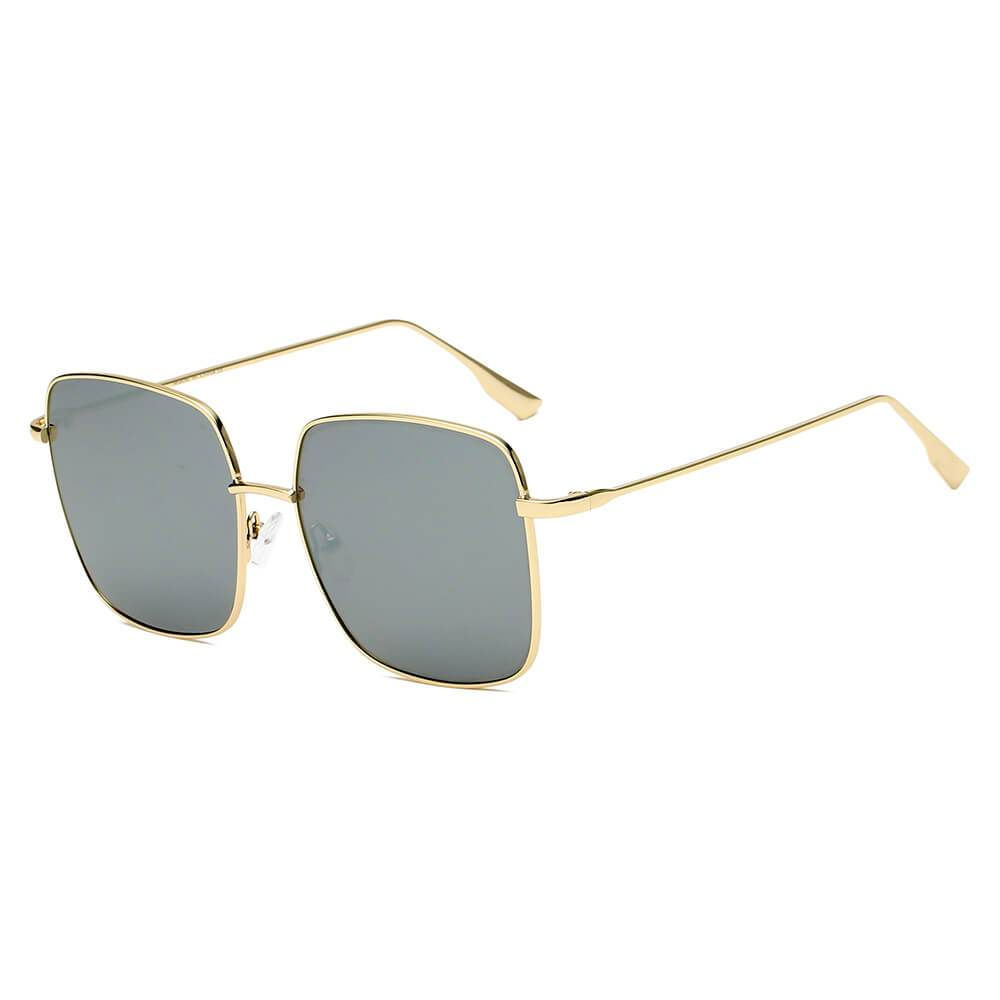 ENOCH | S2068 - Women Metal Flat Lens Square Sunglasses