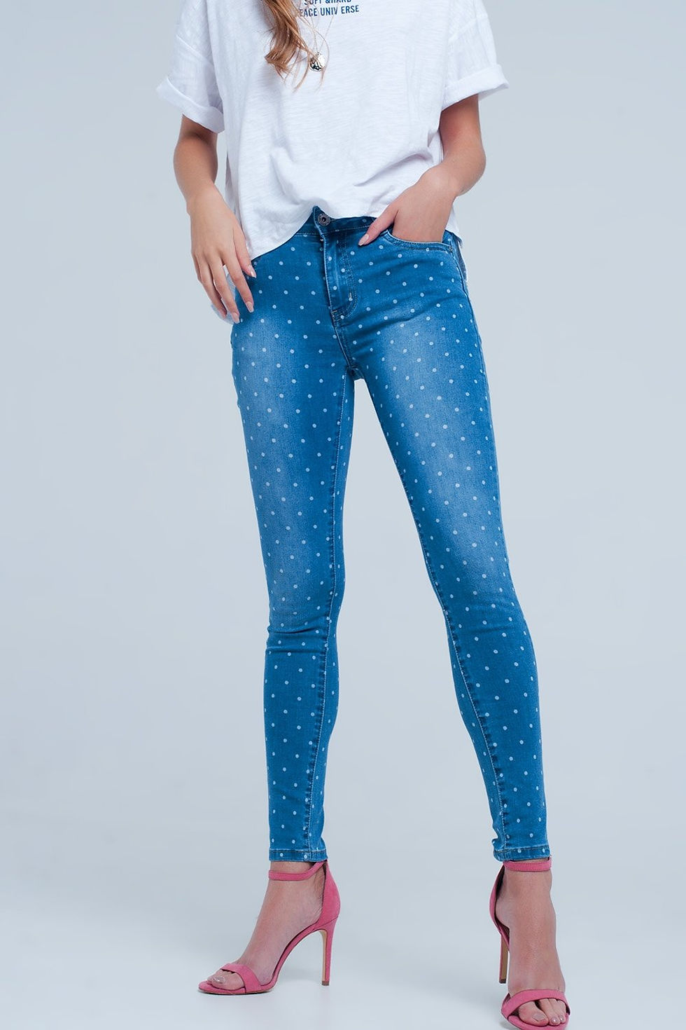 Миниатюра: Skinny Jeans in Polka Dot Print