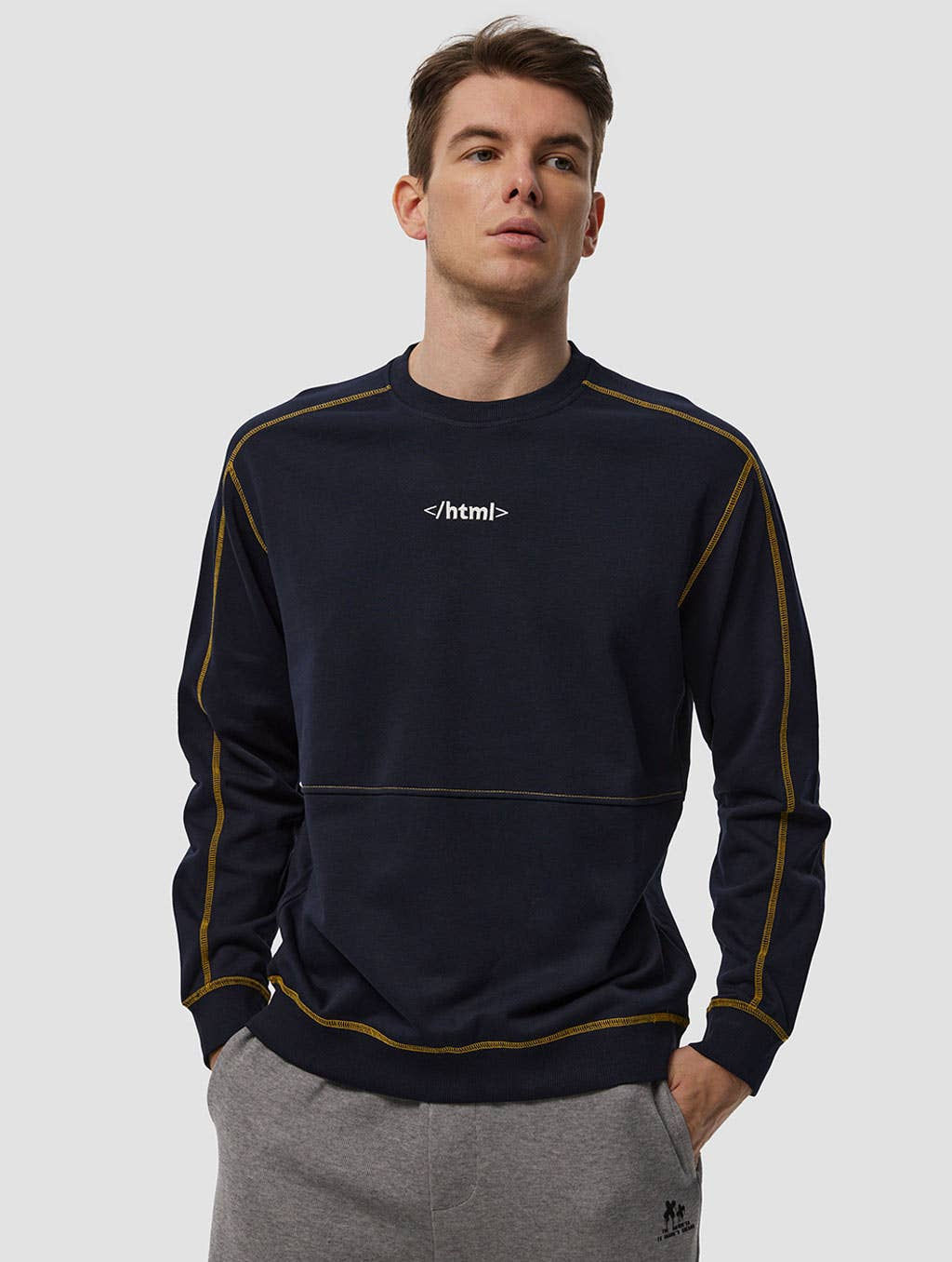 Heavyweight Crewneck With Contrast Lines